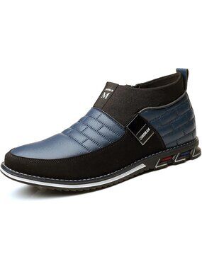 Men's Black & Blue Grid Textured Two-tone Flexible Derby Oxfords Dress Sneakers